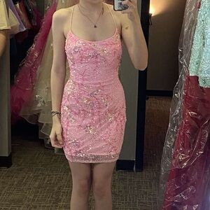 Pink Sequin Mini Dress